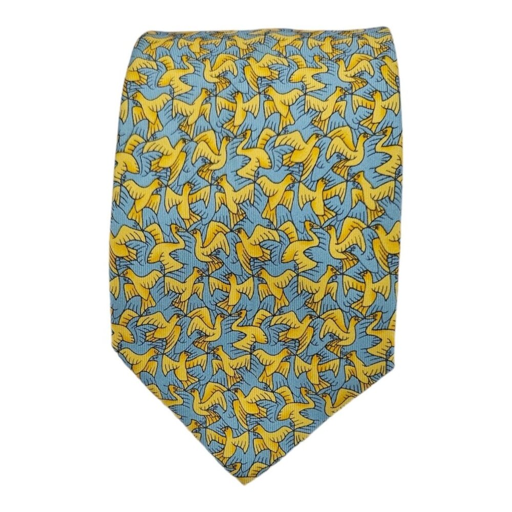 NAZARENO GABRIELLI Blue Bird Silk Tie ITALY 61"/ 3.6" EC